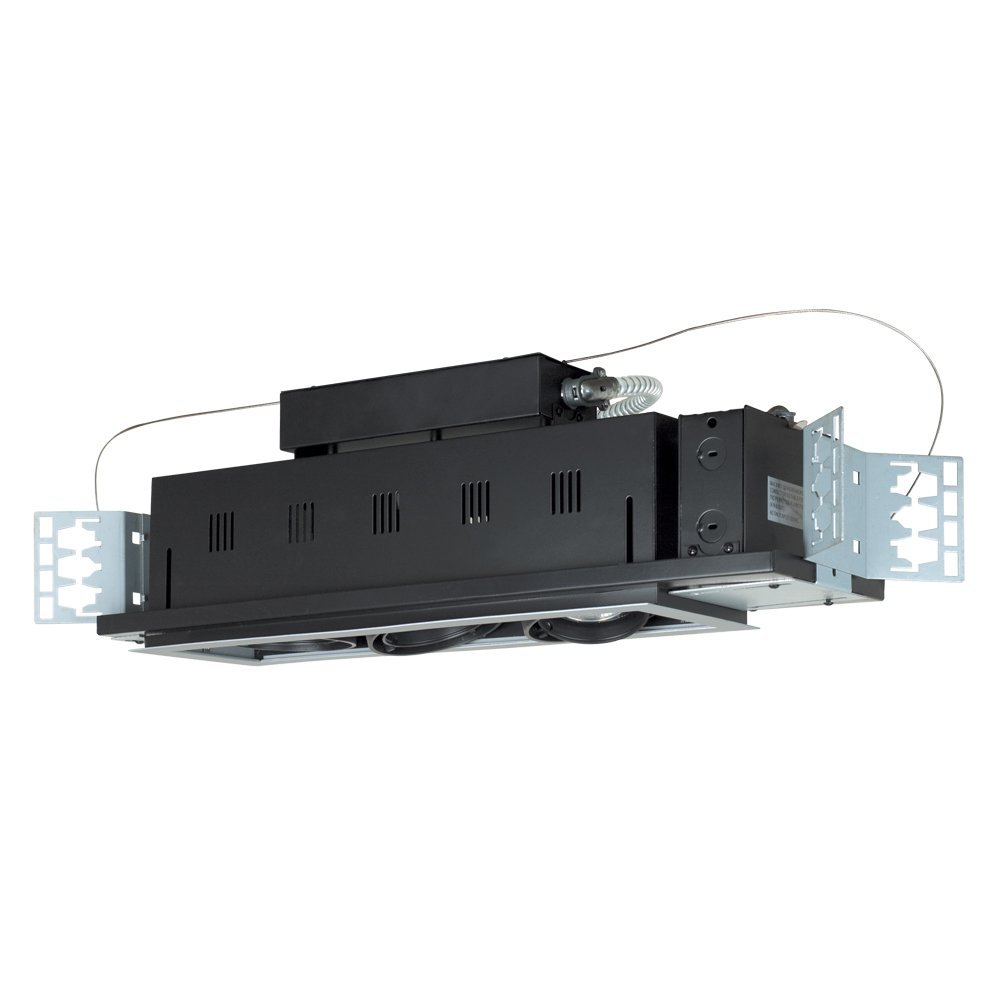 Jesco Lighting MGP20-3SB Modulinear Directional Lighting for New Construction, Double Gimbal PAR20 3-Light Linear, Black Interior with Silver Trim