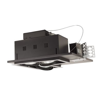 Jesco Lighting MGP30-3LSB Modulinear Directional Lighting for New Construction, Double Gimbal PAR30 3-Light L-Corner, Black Interior with Silver Trim
