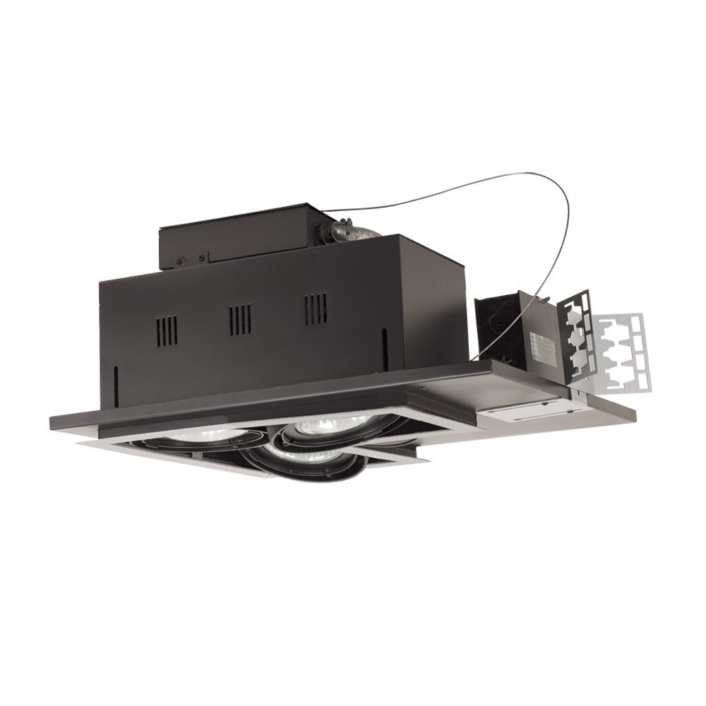 Jesco Lighting MGP30-3LSB Modulinear Directional Lighting for New Construction, Double Gimbal PAR30 3-Light L-Corner, Black Interior with Silver Trim
