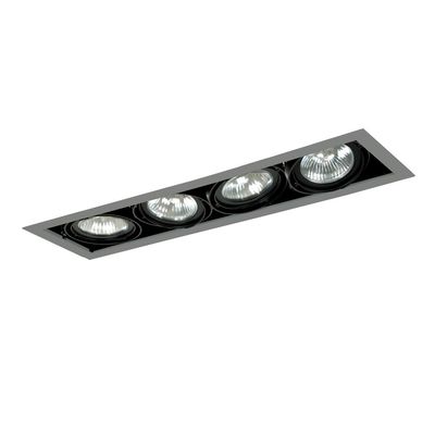 Jesco Lighting MGP30-4SB Modulinear Directional Lighting for New Construction, Double Gimbal PAR30 4-Light Linear, Black Interior with Silver Trim