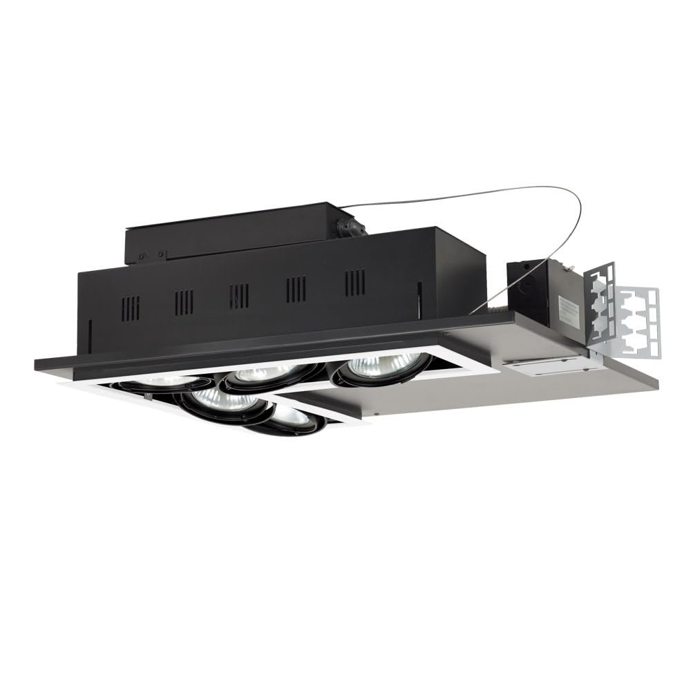 Jesco Lighting MGP30-5LWB Modulinear Directional Lighting for New Construction, Double Gimbal PAR30 5-Light L-Corner, Black Interior with White Trim