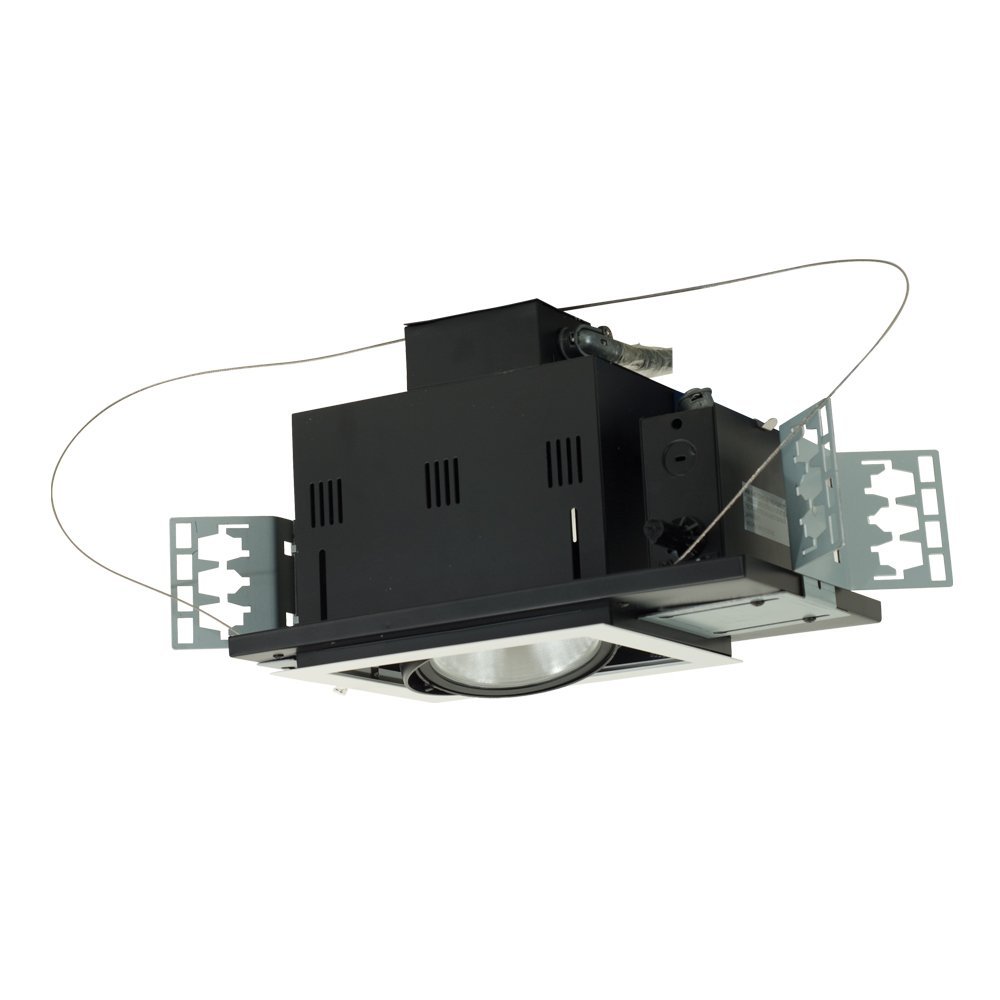 Jesco Lighting MGP38-1WB Modulinear Directional Lighting for New Construction, Double Gimbal PAR38 1-Light Linear, Black Interior with White Trim