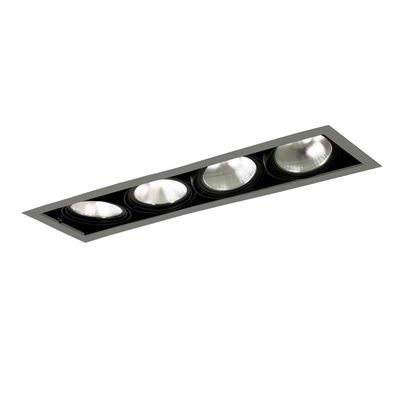 Jesco Lighting MGP38-4SB Modulinear Directional Lighting for New Construction, Double Gimbal PAR38 4-Light Linear, Black Interior with Silver Trim