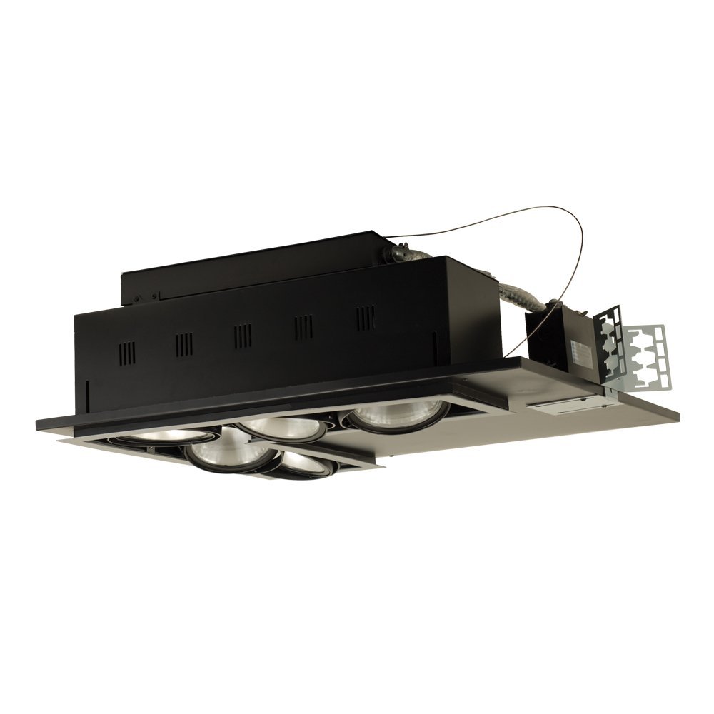 Jesco Lighting MGP38-5LWB Modulinear Directional Lighting for New Construction, Double Gimbal PAR38 5-Light Corner, Black Interior with White Trim
