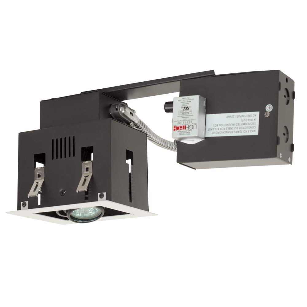 Jesco Lighting MGR1650-1EWB Modulinear Directional Lighting for Remodeling, Double Gimbal 50W MR16 1-Light Linear, Black Interior with White Trim