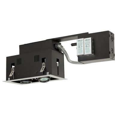 Jesco Lighting MGR1650-2ESB Modulinear Directional Lighting for Remodeling, Double Gimbal 50W MR16 2-Light Linear, Black Interior with Silver Trim