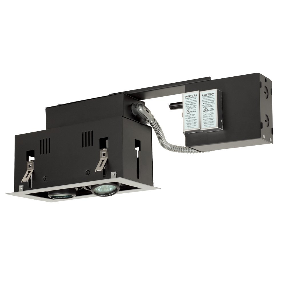 Jesco Lighting MGR1650-2ESB Modulinear Directional Lighting for Remodeling, Double Gimbal 50W MR16 2-Light Linear, Black Interior with Silver Trim
