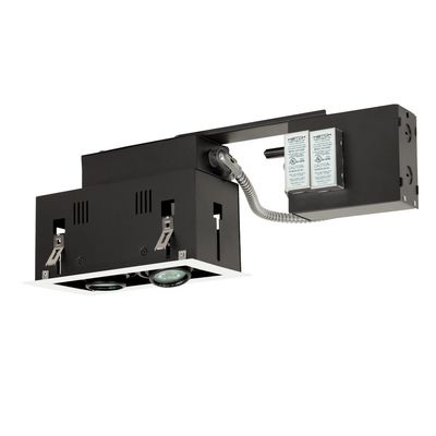 Jesco Lighting MGR1650-2EWB Modulinear Directional Lighting for Remodeling, Double Gimbal 50W MR16 2-Light Linear, Black Interior with White Trim