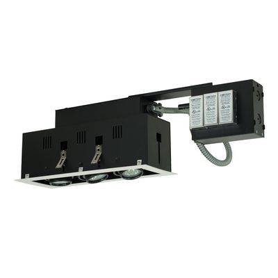 Jesco Lighting MGR1650-3ESB Modulinear Directional Lighting for Remodeling, Double Gimbal 50W MR16 3-Light Linear, Black Interior with Silver Trim
