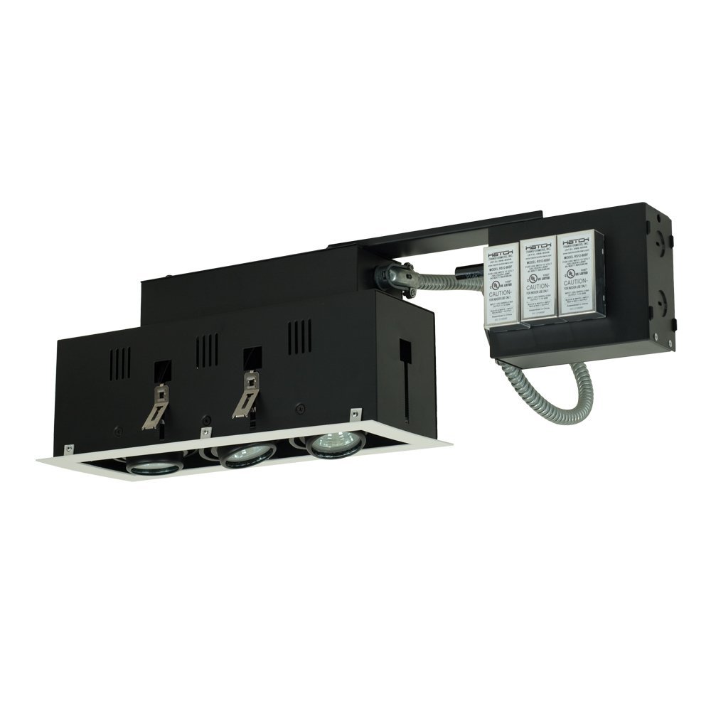 Jesco Lighting MGR1650-3EWB Modulinear Directional Lighting for Remodeling, Double Gimbal 50W MR16 3-Light Linear, Black Interior with White Trim
