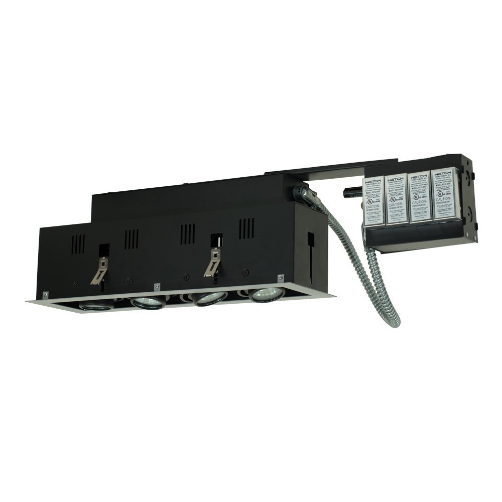 Jesco Lighting MGR1650-4EBB Modulinear Directional Lighting for Remodeling, Double Gimbal 50W MR16 4-Light Linear, Black Interior with Black Trim