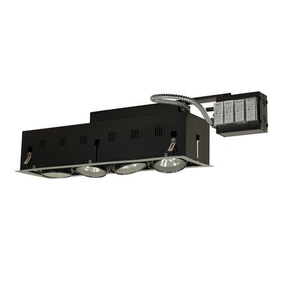 Jesco Lighting MGRA175-4ESB Modulinear Directional Lighting for Remodeling, Double Gimbal AR111 4-Light Linear, Black Interior with Silver Trim
