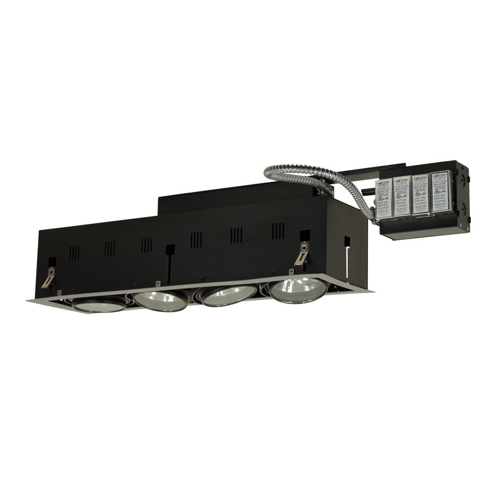 Jesco Lighting MGRA175-4ESB Modulinear Directional Lighting for Remodeling, Double Gimbal AR111 4-Light Linear, Black Interior with Silver Trim