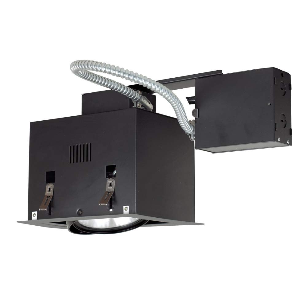 Jesco Lighting MGRP38-1SB Modulinear Directional Lighting for Remodeling, Double Gimbal PAR38 1-Light Linear, Black Interior with Silver Trim