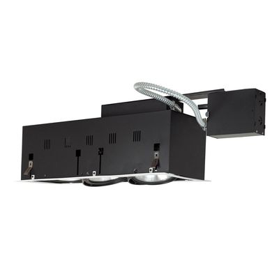 Jesco Lighting MGRP38-3SB Modulinear Directional Lighting for Remodeling, Double Gimbal PAR38 3-Light Linear, Black Interior with Silver Trim
