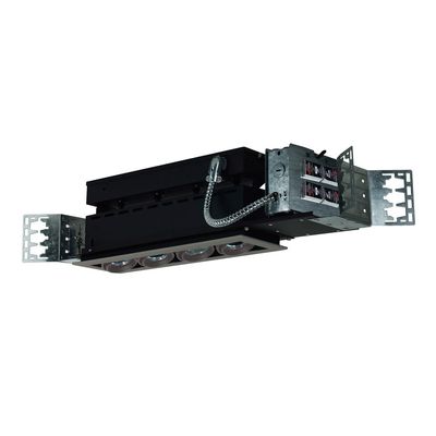Jesco Lighting MMG1650-4ESS Mini Modulinear Directional Lighting For New Construction, 50W MR16 4-Light Linear, Black Interior With Silver Gimbal And Trim