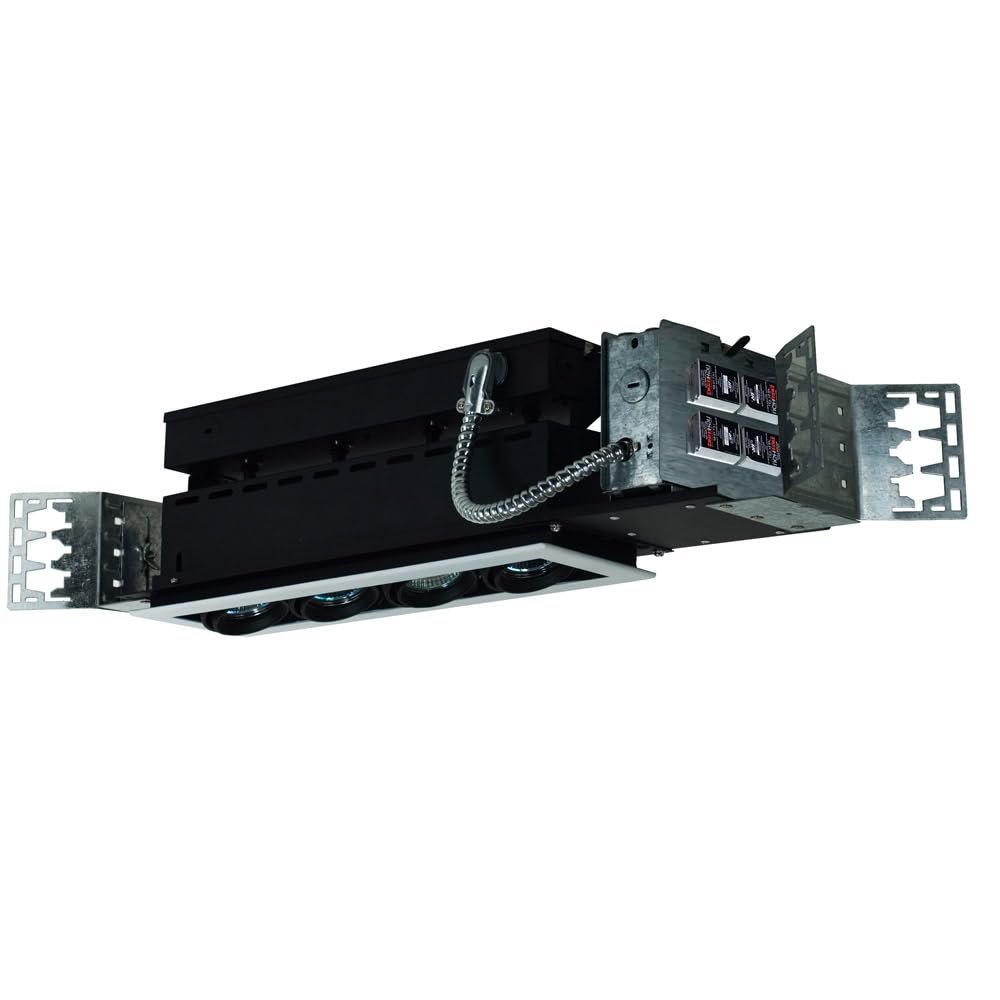 Jesco Lighting MMG1650-4EWB Mini Modulinear Directional Lighting for New Construction, 50W MR16 4-Light Linear, Black Interior with White Trim