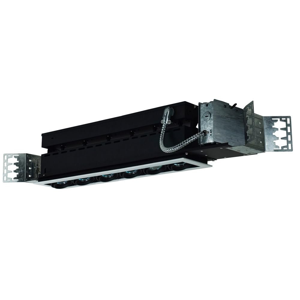 Jesco Lighting MMG1650-6EWB Mini Modulinear Directional Lighting For New Construction, 50W MR16 6-Light Linear, Black Interior With White Trim