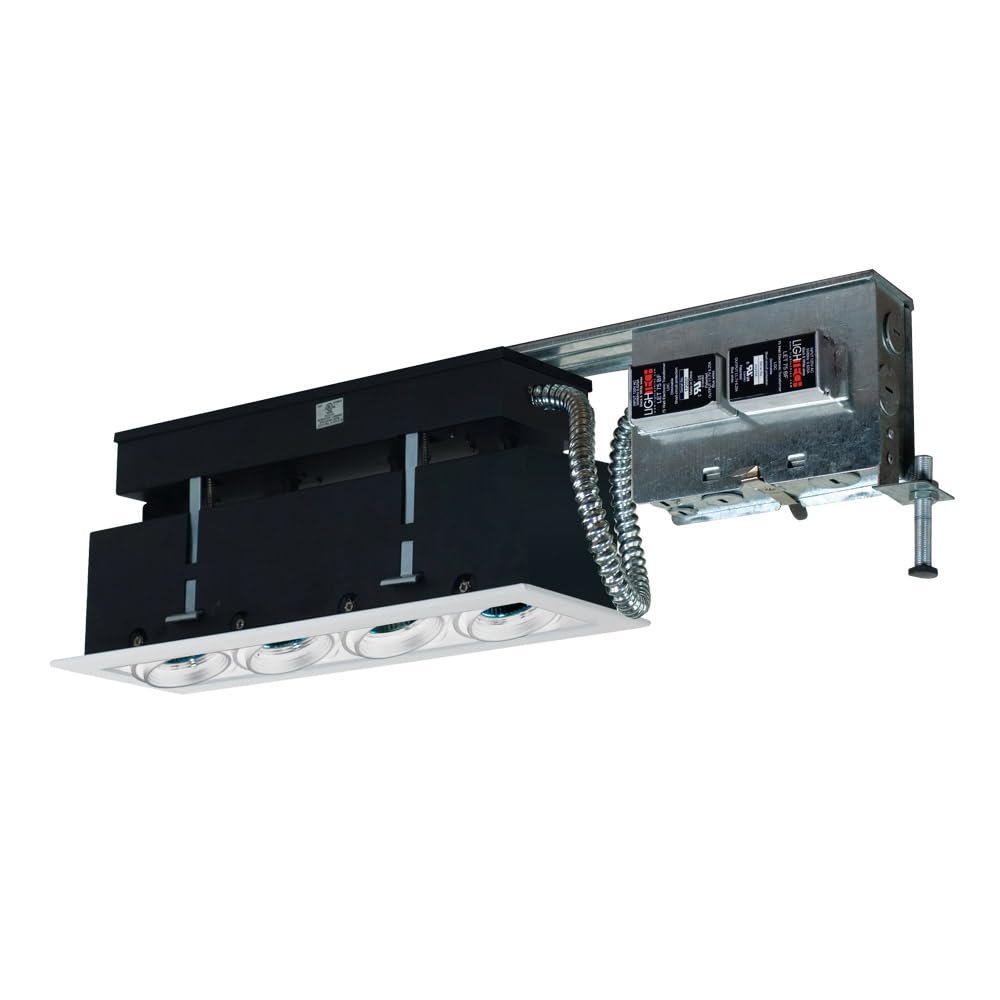 Jesco Lighting MMGR1650-4EAW Mini Modulinear Directional Lighting for Remodeling, 50W MR16 4-Light Linear, White Interior with White Trim