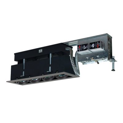 Jesco Lighting MMGR1650-4ESS Mini Modulinear Directional Lighting for Remodeling, 50W MR16 4-Light Linear, Black Interior with Silver Gimbal and Trim