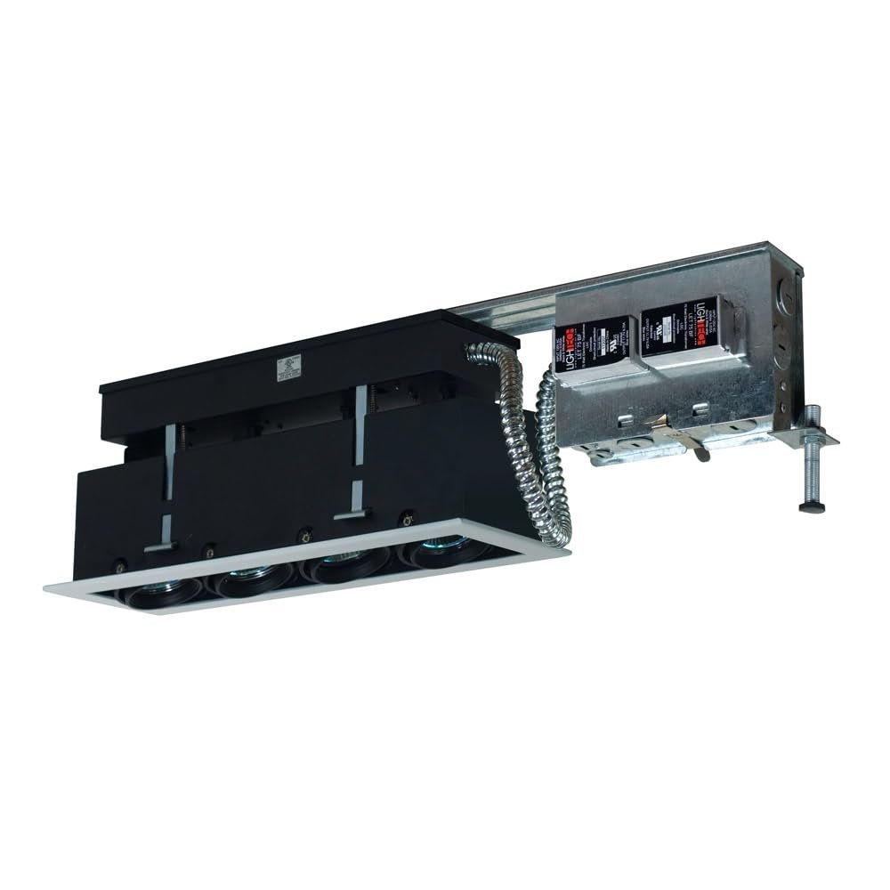Jesco Lighting MMGR1650-4EWB Mini Modulinear Directional Lighting for Remodeling, 50W MR16 4-Light Linear, Black Interior with White Trim