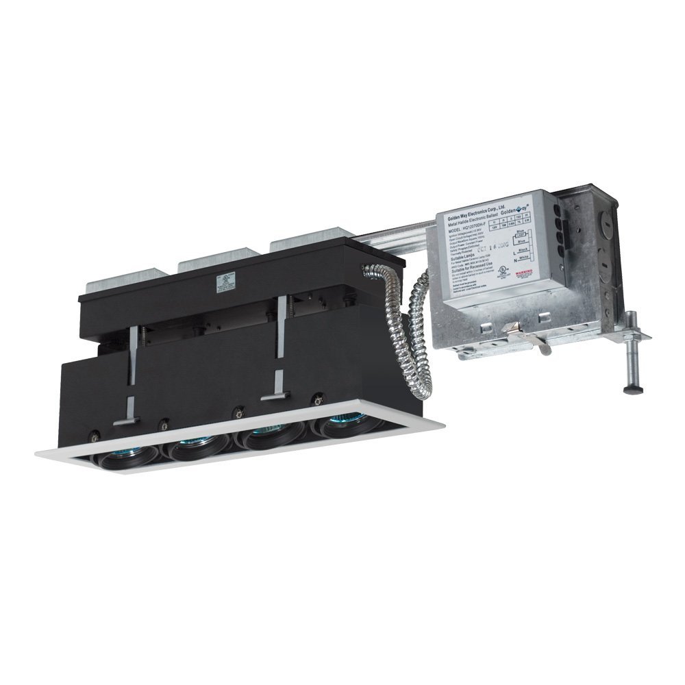 Jesco Lighting MMGRMH1639-4EWB Mini Modulinear Directional Lighting for Remodeling, Metal Halide 39W MR16 4-Light Linear, Black Interior with White Trim