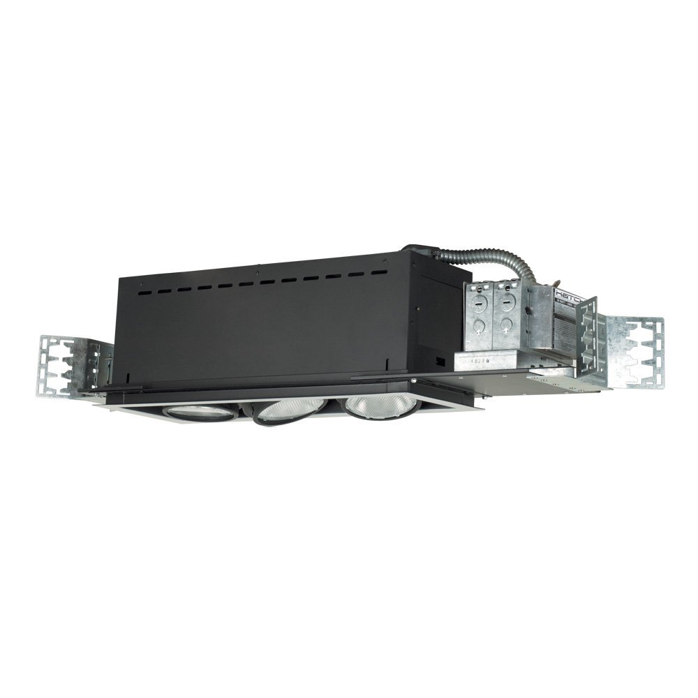 Jesco Lighting MYMH3070-3EWB Modulinear Directional Lighting, Adjustable Yoke Metal Halide 70W PAR30 3-Light Linear, Black Interior with White Trim