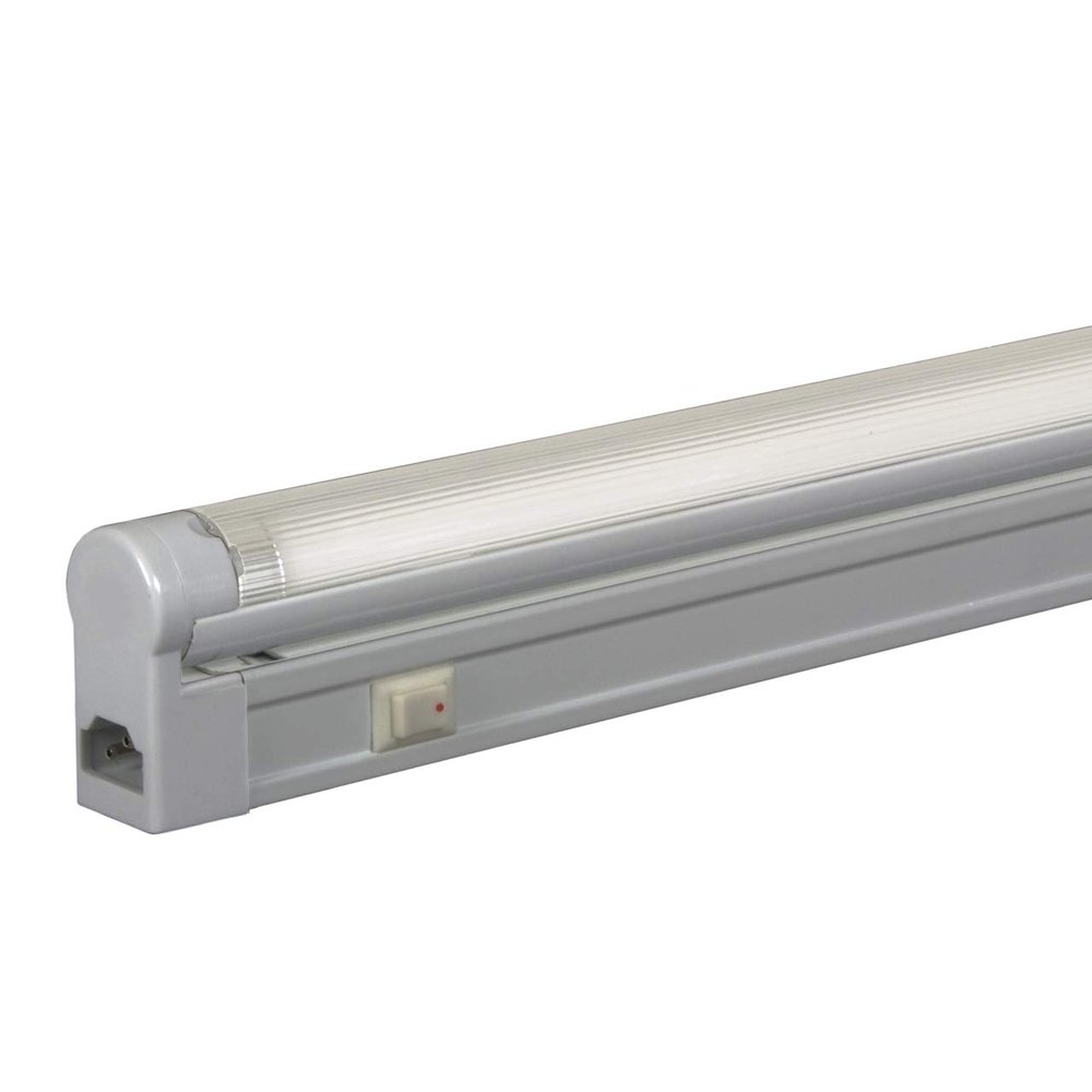 Jesco Lighting SG5A-28SW/64-SV Sleek Plus Adjustable Grounded 28-Watt T5 Light Fixture, 6400K Color, Silver Finish, With Switch