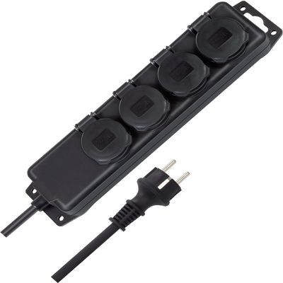 Brennenstuhl 1159960 Power Strip IP44 4 Sockets Black