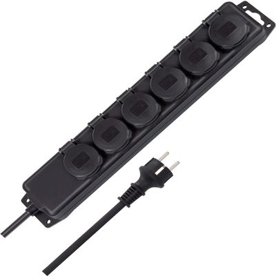 6-Way Distribution Board for Outdoor use Black