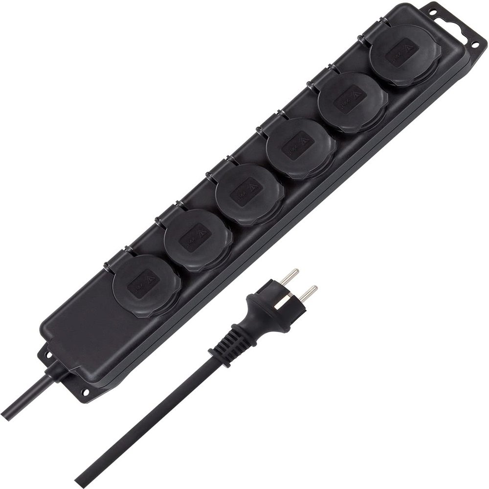6-Way Distribution Board for Outdoor use Black