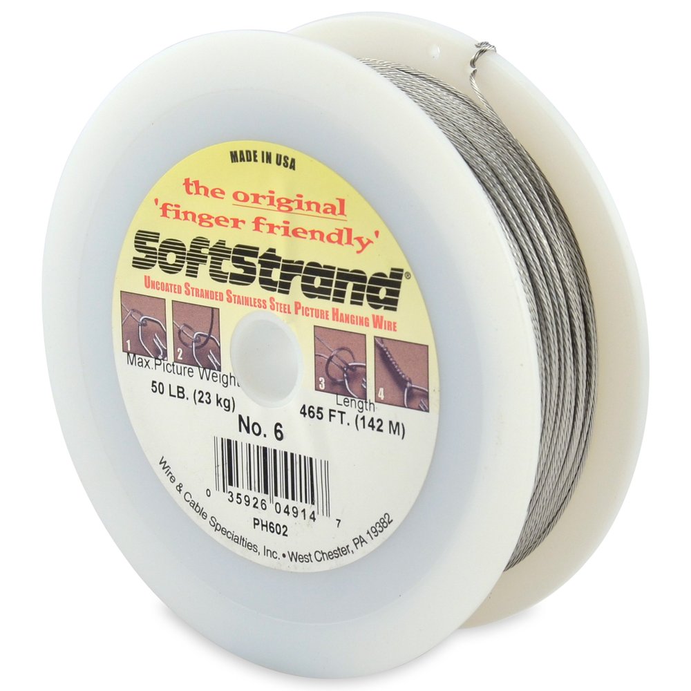 WCS Softstrand, Uncoated Stranded Stainless Steel Picture Wrapping Wire, Size #6, 50 lb / 23 kg, 465 ft / 142 m