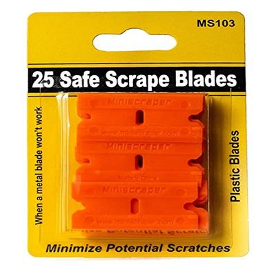 Miniscraper 25 Plastic Razor Scraper Blades Double Edge Safe Scrape for removing Labels Decals Stickers on glass and Counter top and more 25 Pack
