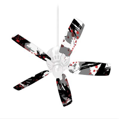 Abstract 02 Red - Ceiling Fan Skin Kit fits most 42 inch fans (FAN and BLADES SOLD SEPARATELY)