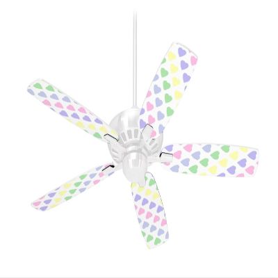 Pastel Hearts on White - Ceiling Fan Skin Kit fits most 42 inch fans (FAN and BLADES SOLD SEPARATELY)
