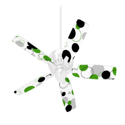 Lots of Dots Green on White - Ceiling Fan Skin Kit fits most 42 inch fans (FAN and BLADES SOLD SEPARATELY)