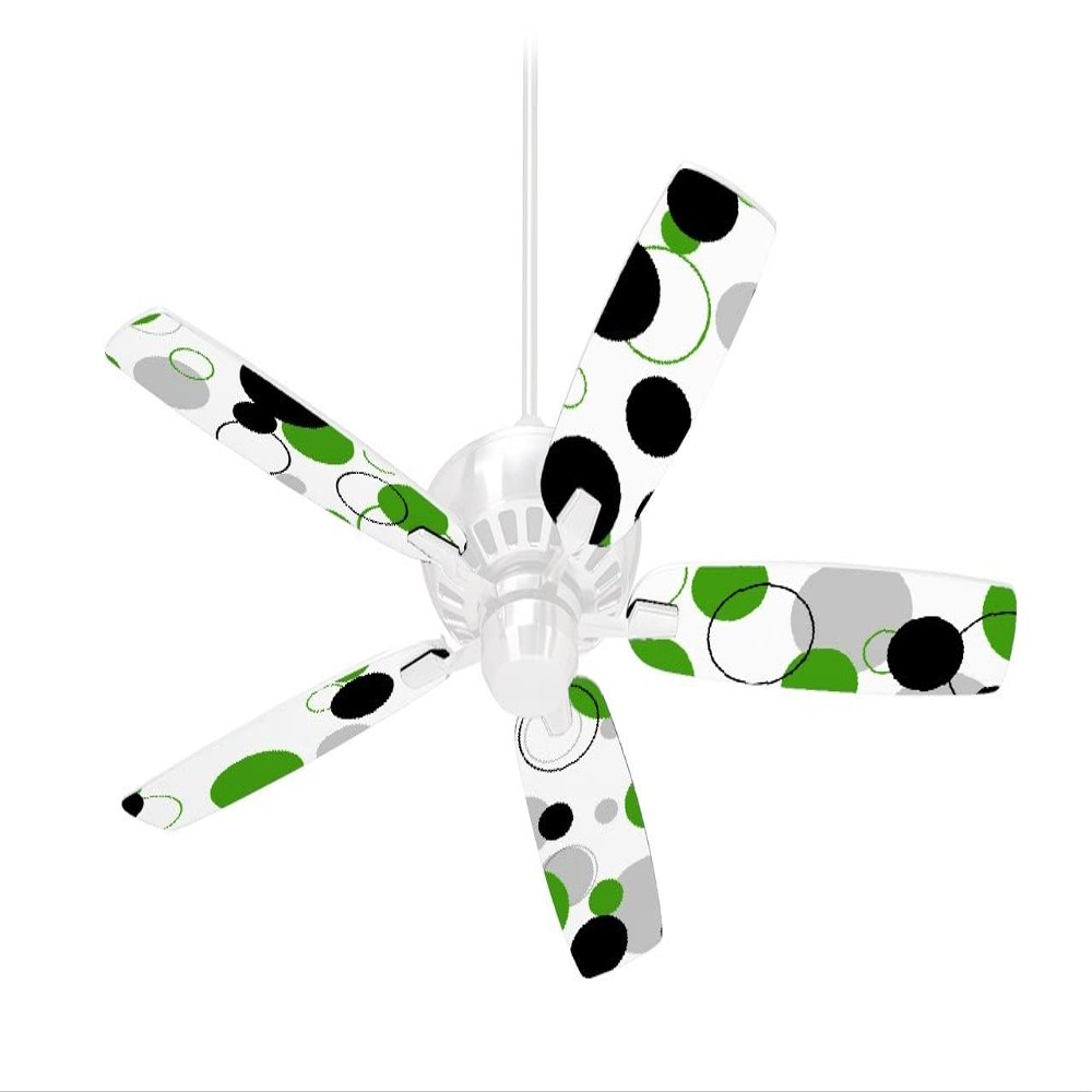 Lots of Dots Green on White - Ceiling Fan Skin Kit fits most 42 inch fans (FAN and BLADES SOLD SEPARATELY)