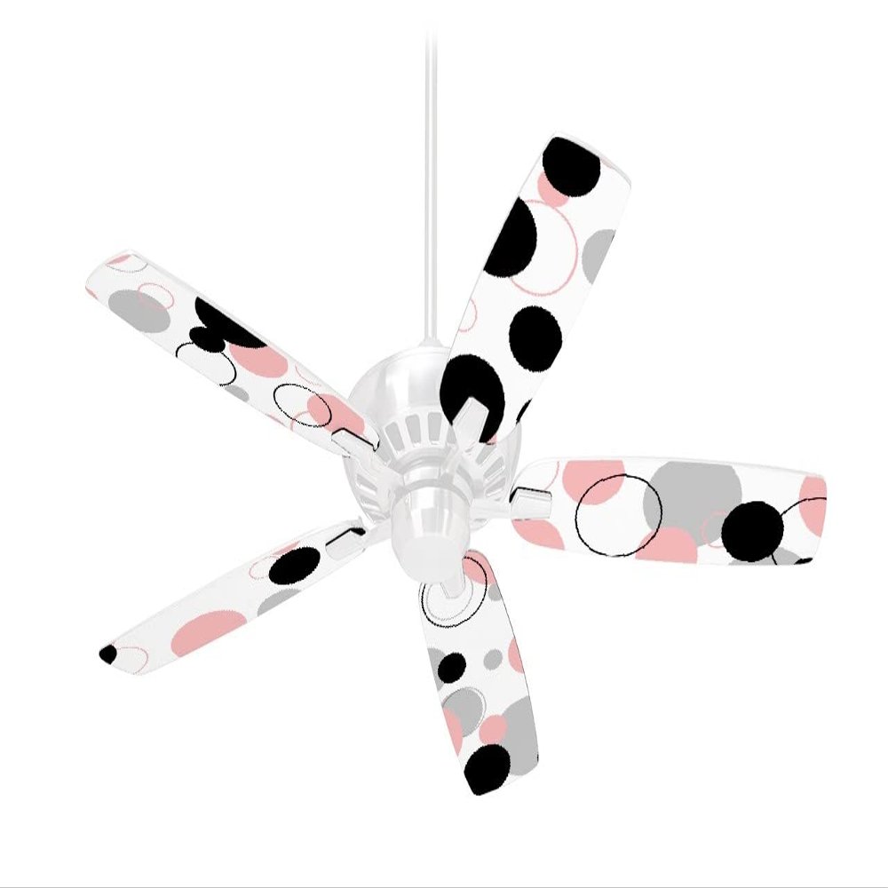 Lots of Dots Pink on White - Ceiling Fan Skin Kit fits most 42 inch fans (FAN and BLADES SOLD SEPARATELY)