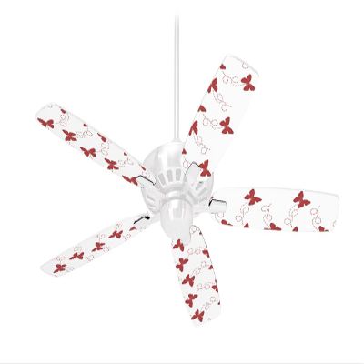 Pastel Butterflies Red on White - Ceiling Fan Skin Kit fits most 42 inch fans (FAN and BLADES SOLD SEPARATELY)
