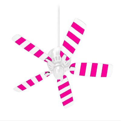 Psycho Stripes Hot Pink and White - Ceiling Fan Skin Kit fits most 42 inch fans (FAN and BLADES SOLD SEPARATELY)