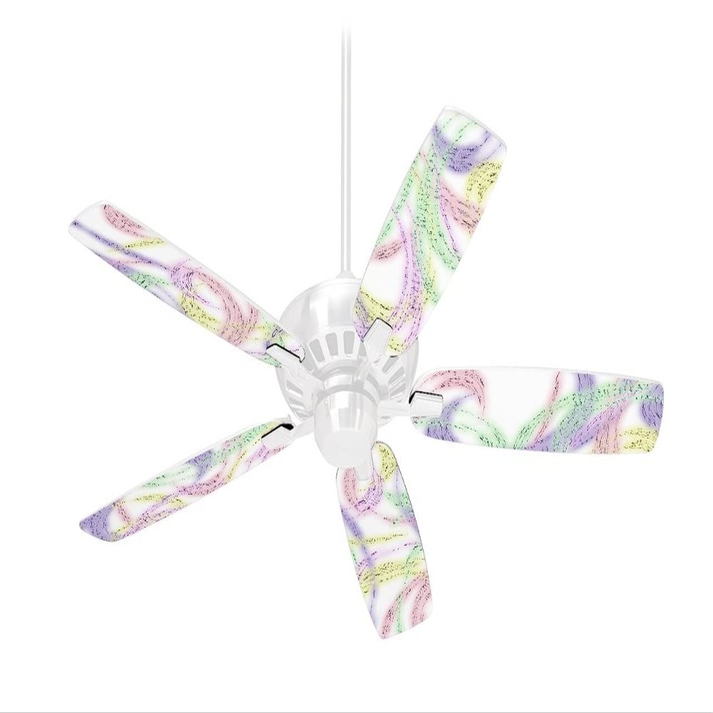 Neon Swoosh on White - Ceiling Fan Skin Kit fits most 42 inch fans (FAN and BLADES SOLD SEPARATELY)