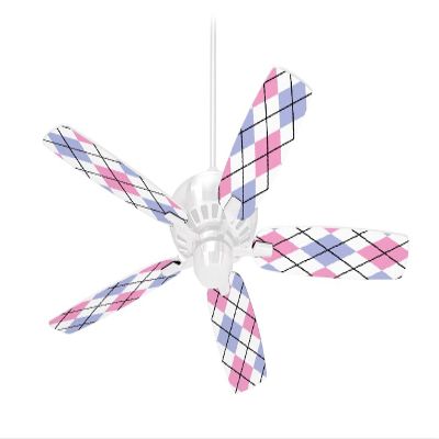 Argyle Pink and Blue - Ceiling Fan Skin Kit fits most 42 inch fans (FAN and BLADES SOLD SEPARATELY)
