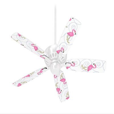 Flamingos on White - Ceiling Fan Skin Kit fits most 42 inch fans (FAN and BLADES SOLD SEPARATELY)