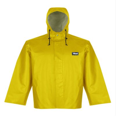 Viking Men's Journeyman Waterproof and Windproof PVC/Polyester Chemical Resistant Jacket with Attached Hood, Yellow - XL