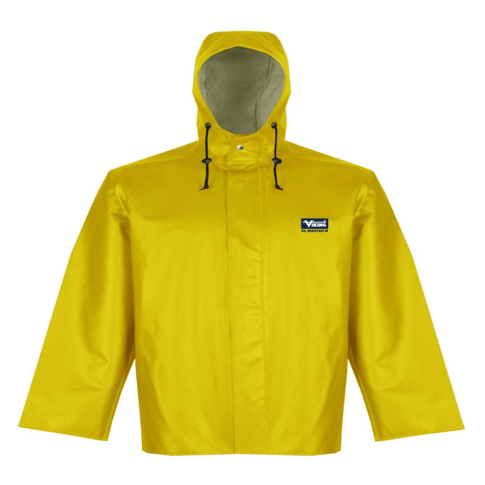 Viking Men's Journeyman Waterproof and Windproof PVC/Polyester Chemical Resistant Jacket with Attached Hood, Yellow - XL