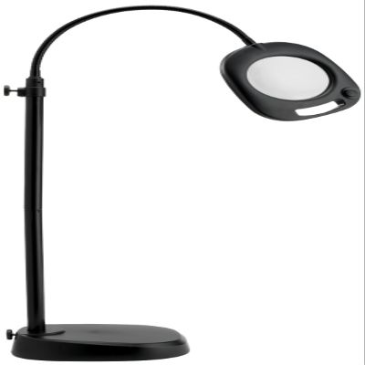 Daylight Company LED Floor Lamp and Table Lamp, Standing Lamp for Living Room, Bedroom, Salon, Office, Touch Control, Flexible Arm, Sleek Design, Multipurpose, Magnifier Lamp, Black