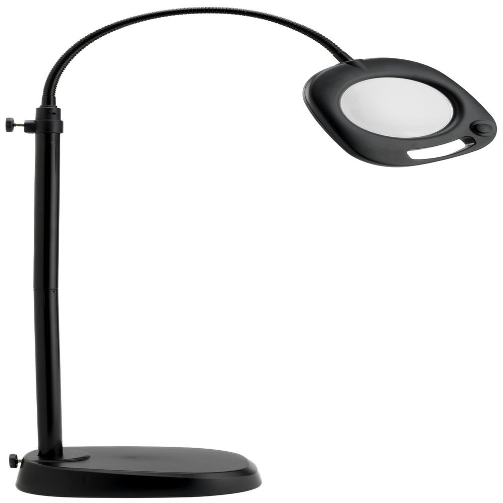 Daylight Company LED Floor Lamp and Table Lamp, Standing Lamp for Living Room, Bedroom, Salon, Office, Touch Control, Flexible Arm, Sleek Design, Multipurpose, Magnifier Lamp, Black
