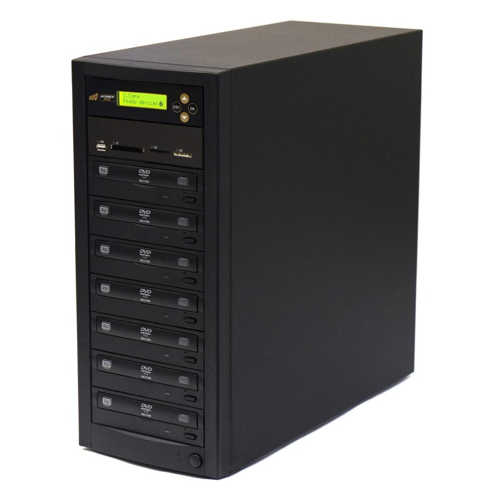 Acumen Disc 1 to 6 Multimedia Backup Duplicator - CF SD MS USB Flash Media Memory Card to DVD CD & Multiple Discs Copier Machine Unit (Standalone Audio Video Copy Tower, Duplication Device)