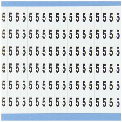 Brady CAB-5-PK 3.5" Marker Length, B-708 Glossy Permanent Vinyl, Black on White Solid Numbers Cable Marker Card, Legend "5" (Pack of 25 Card)