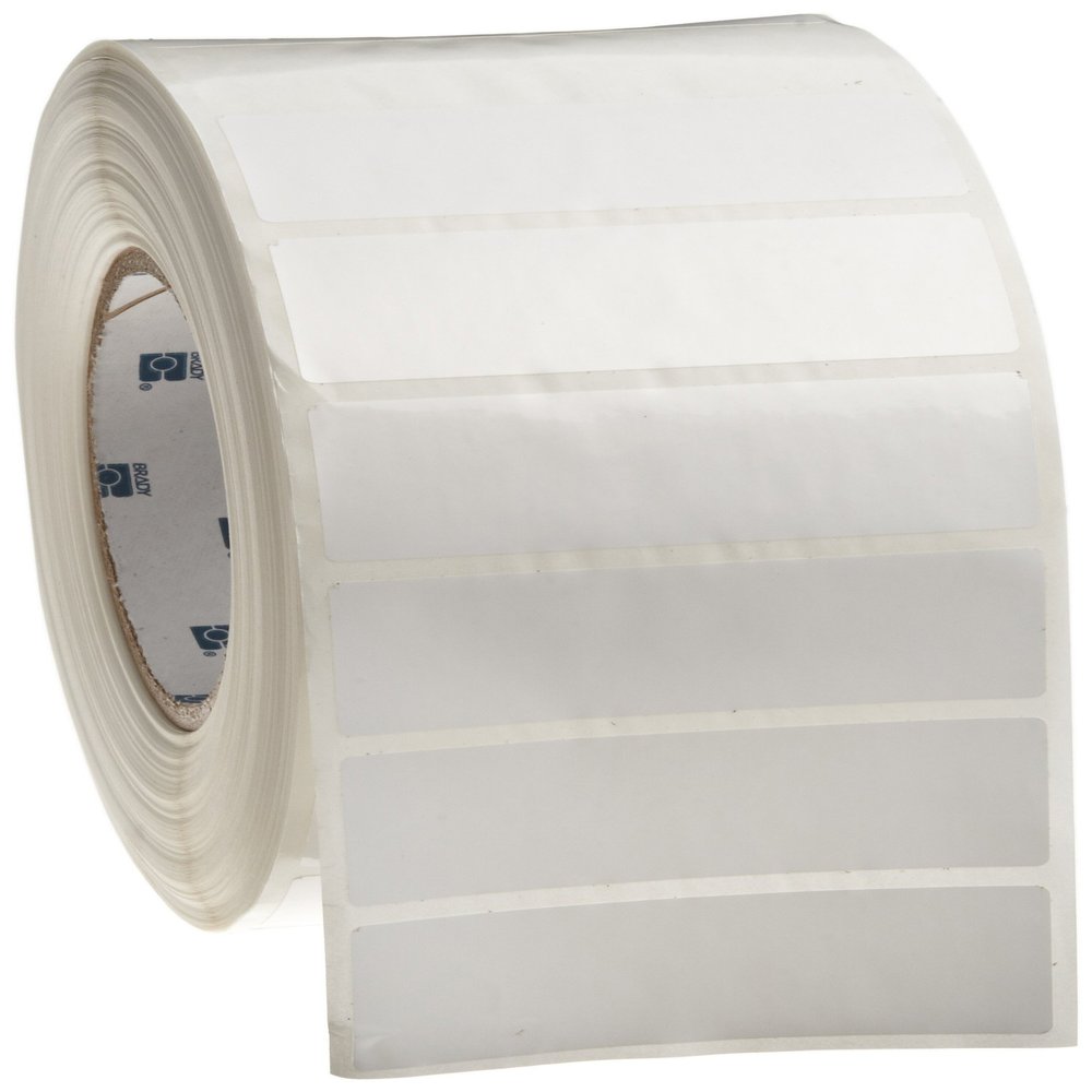 Brady THT-18-484-3 3" Width x 1" Height, B-484 Permanent Polyester, Gloss Finish White Thermal Transfer Printable Label (3000 per Roll)